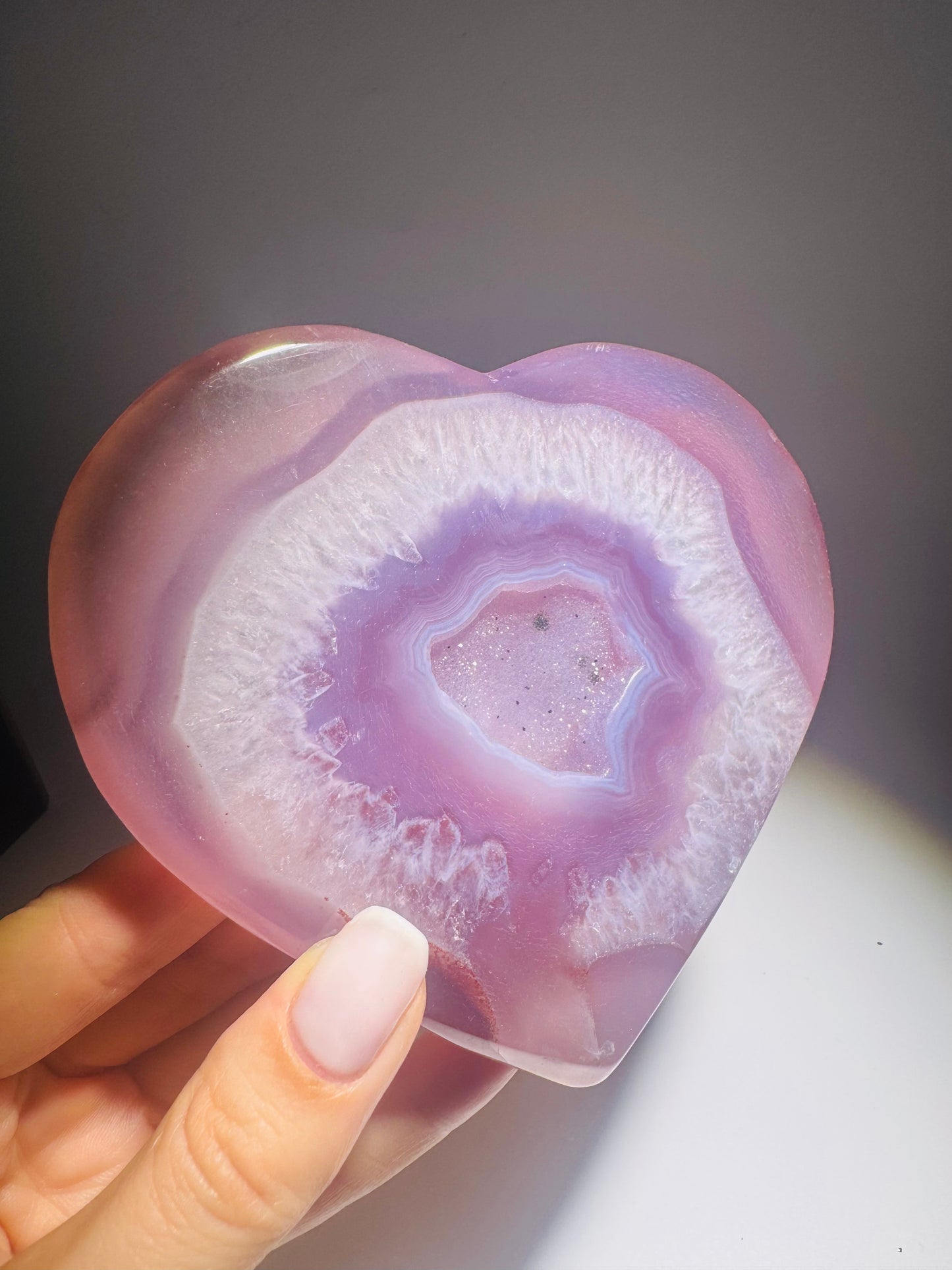 Achat Herz 12,1 cm – funkelnd & bezaubernd– Handmade Brasilien