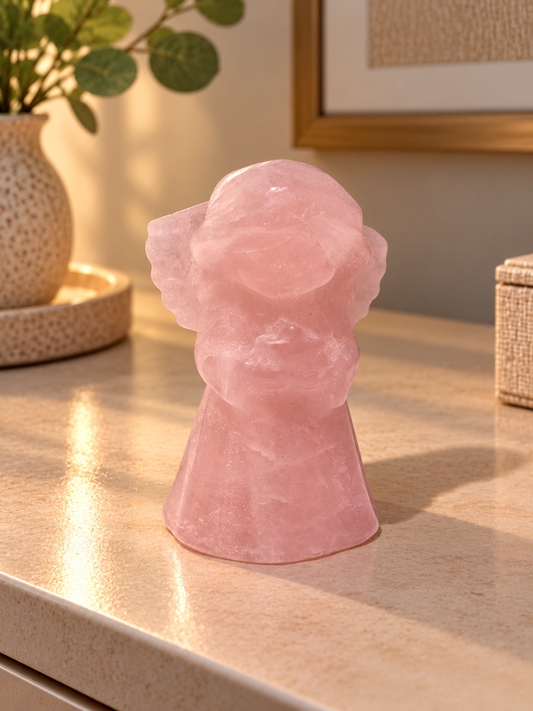 Kleiner Engel aus Rosenquarz oder Jade 3,8 cm Weihnachtsgeschenk