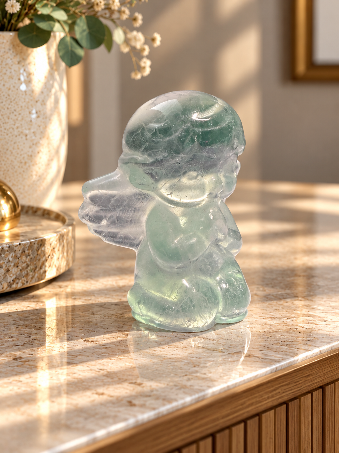 Kleiner Fluorit Engel 4 cm Kristall Weihnachtsgeschenk