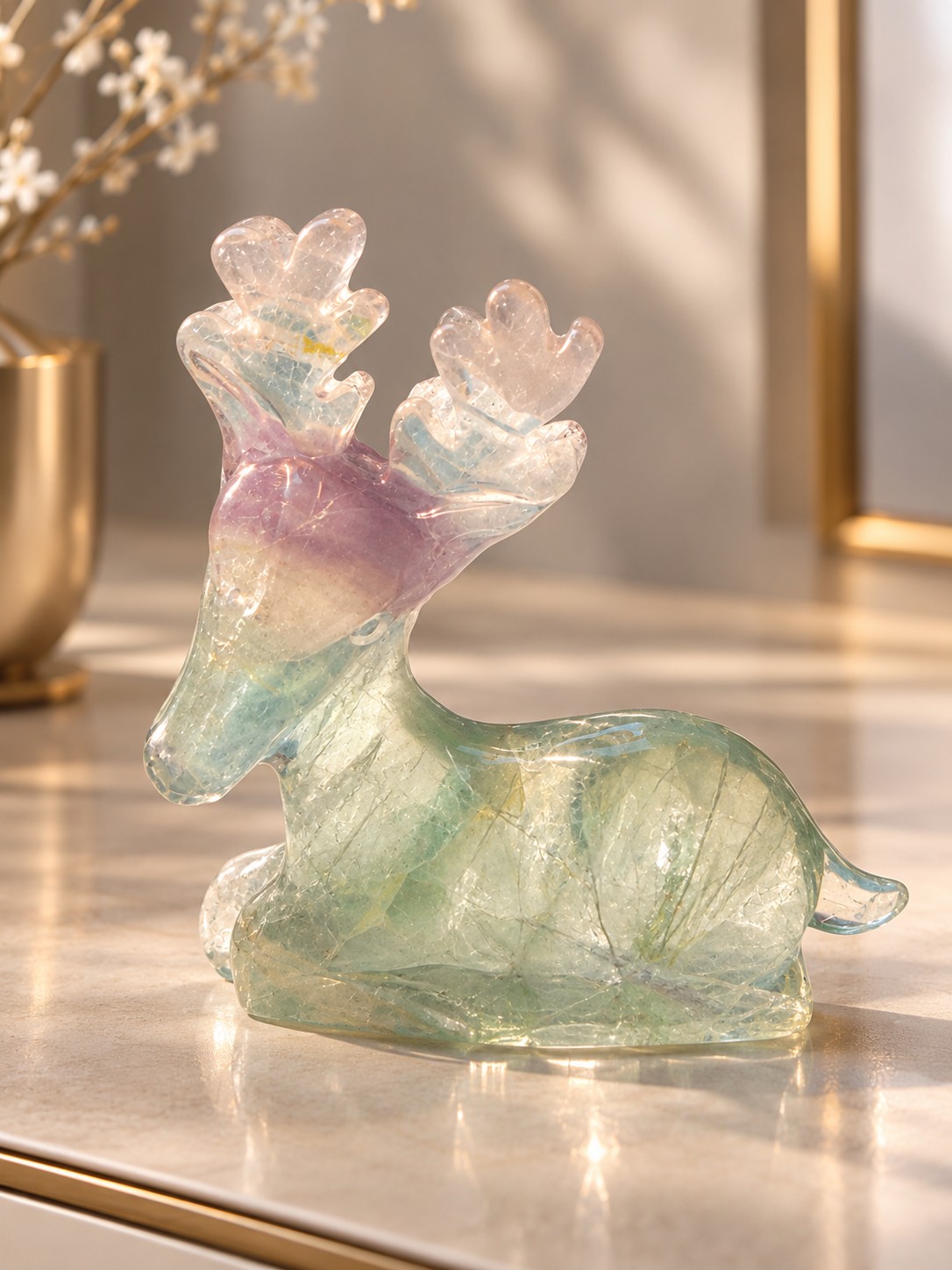 Kristall Elch aus Fluorit – 8 × 8 cm, ca. 150–157 g
