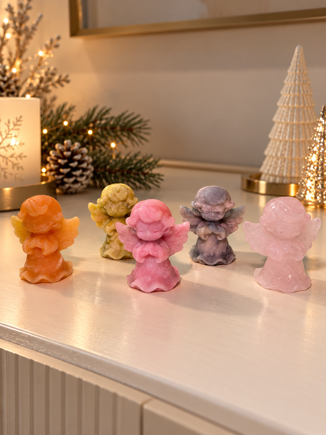 Kristall Engel 6 cm aus Naturstein Geschenkidee zu Weihnachten