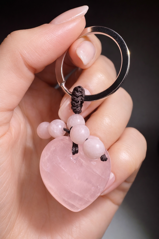 Kristall Schlüsselanhänger – Bergkristall, Rosenquarz oder Amethyst