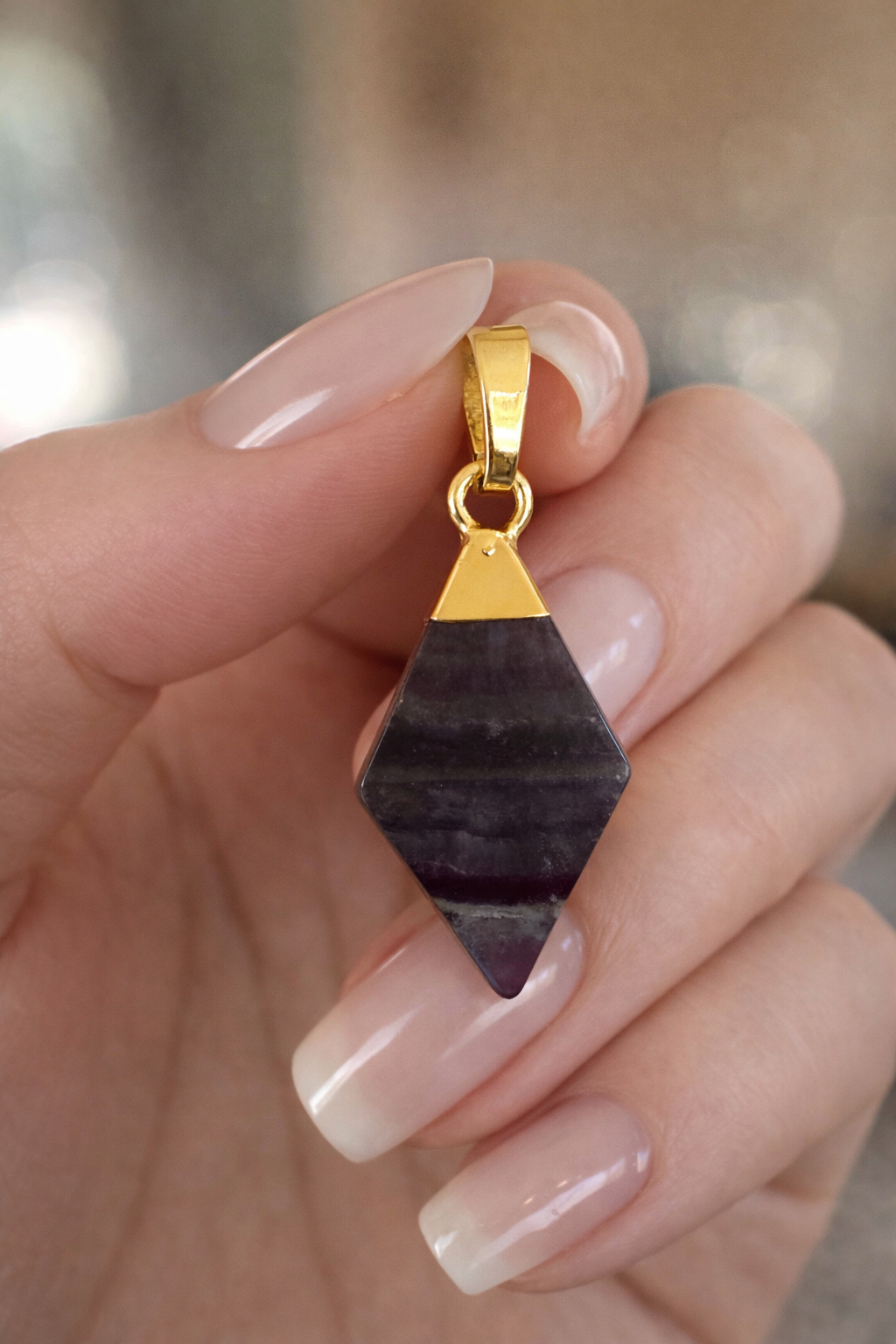 Kristallanhänger Rhombusform mit 18K Vergoldung