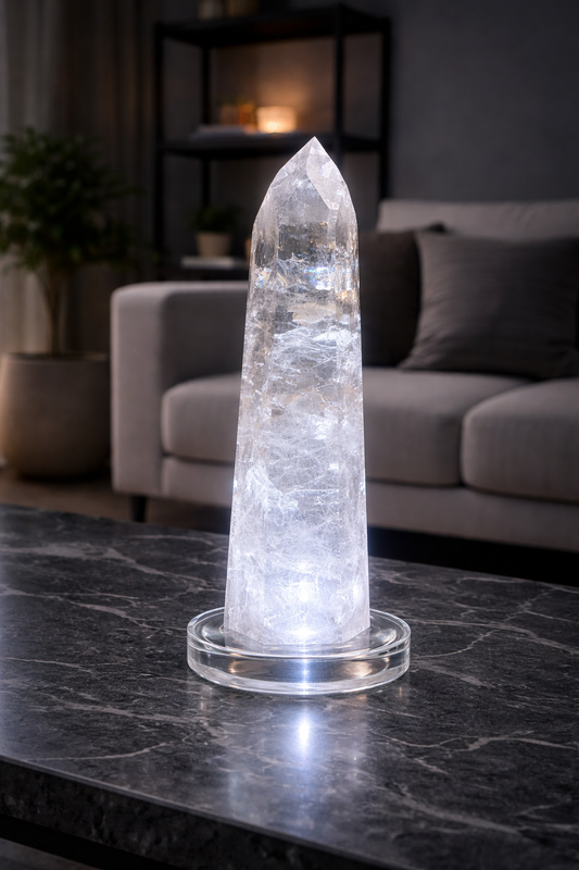 Kristallbeleuchtung runder Acrylsockel 9,7 cm, ohne Standfüsschen