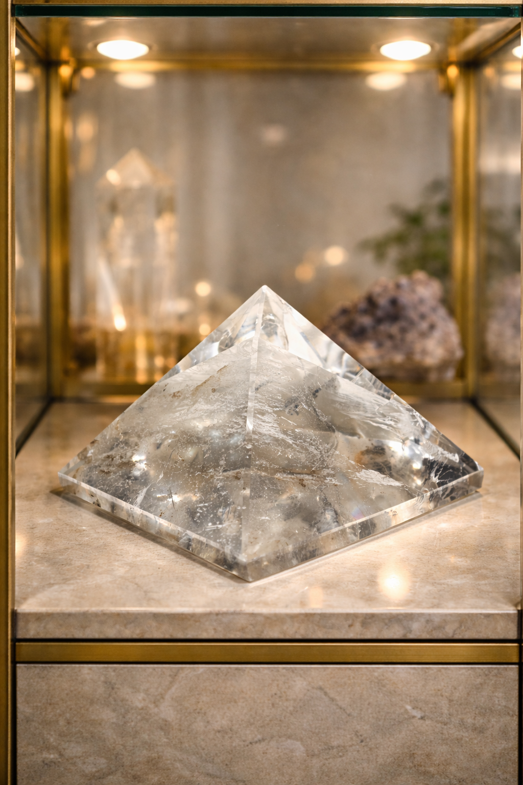 Kristallklare Lemurian-Pyramide aus brasilianischem Bergkristall