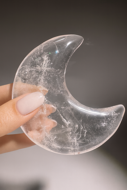 Kristallmond 9 cm – extraklarer Bergkristall, Handmade, seltenes Kristallstück kaufen