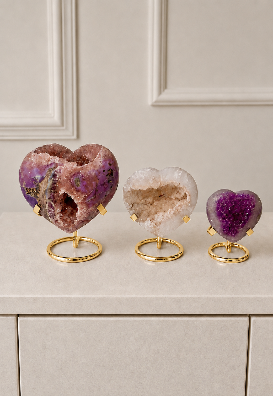 Kristallständer für Herzen S, M & L – Gold | UNIQUE CRYSTALS