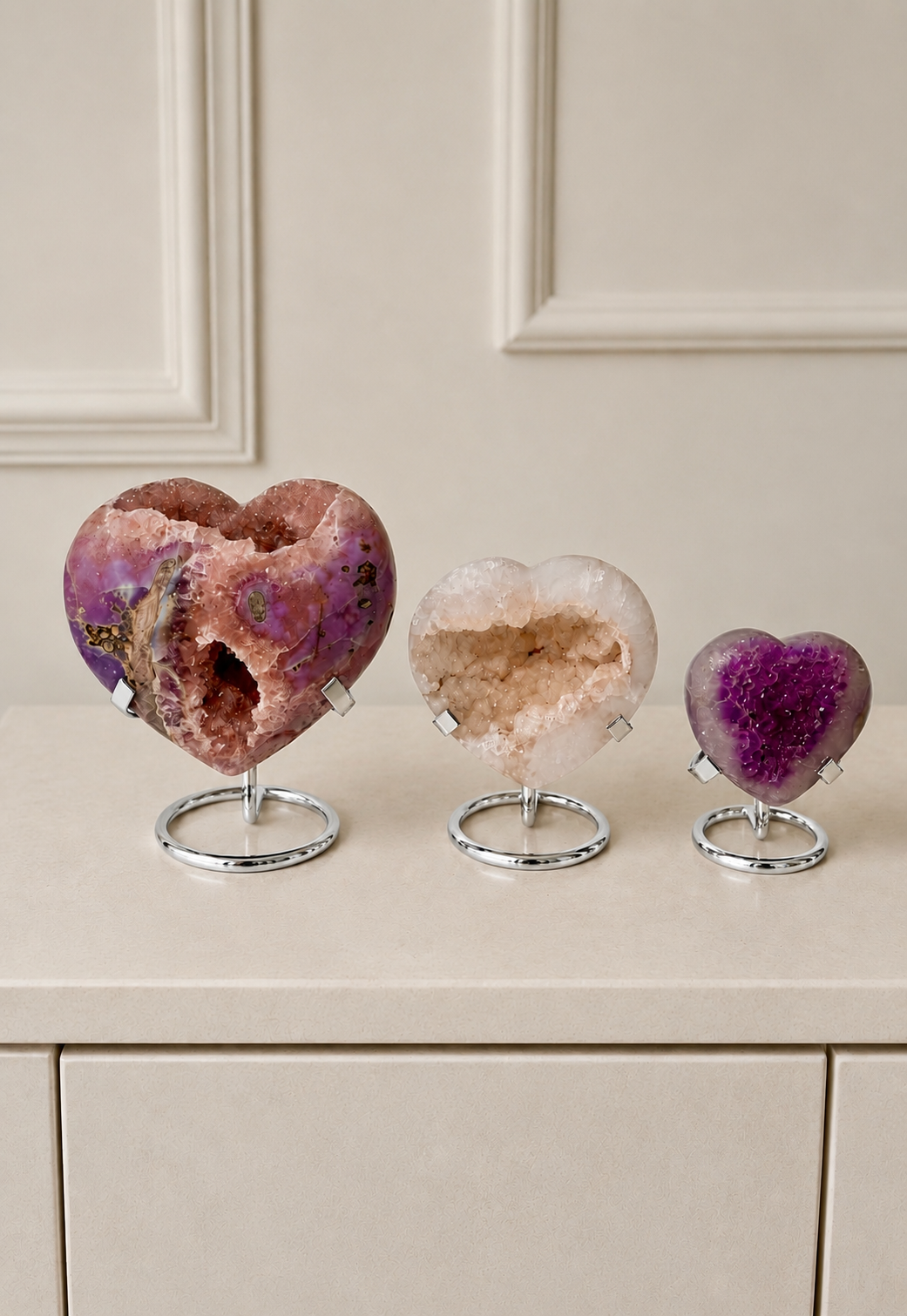 Kristallständer für Herzen S, M & L – Silber | UNIQUE CRYSTALS