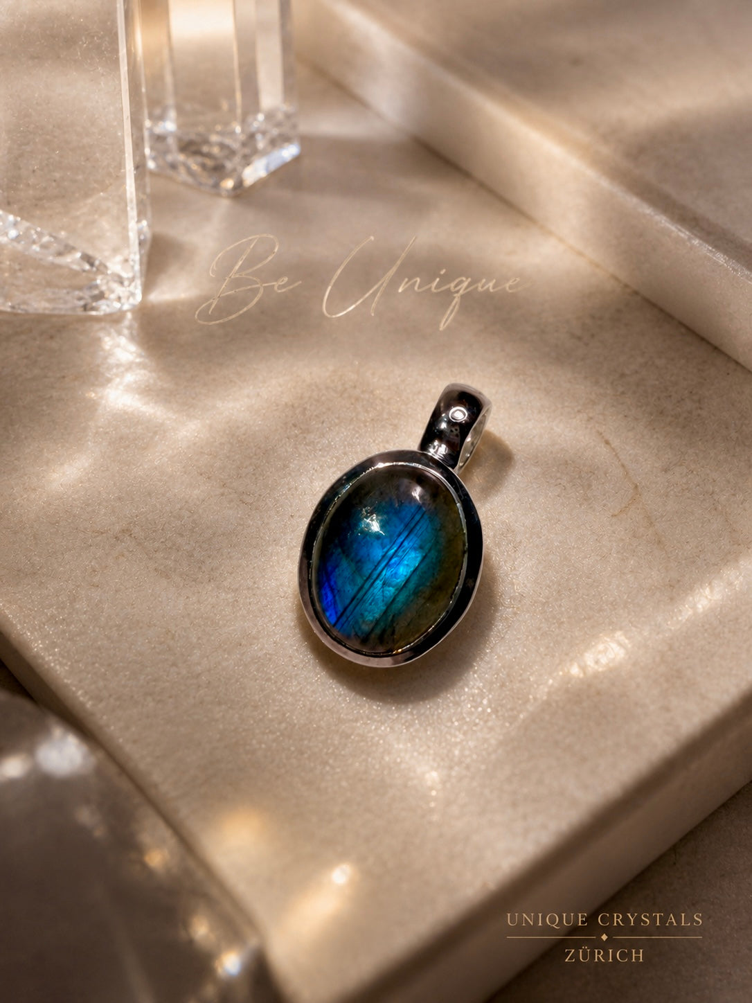 Labradorit Anhänger oval 1,5 cm | 925 Sterling Silber | Edelstein Schmuck