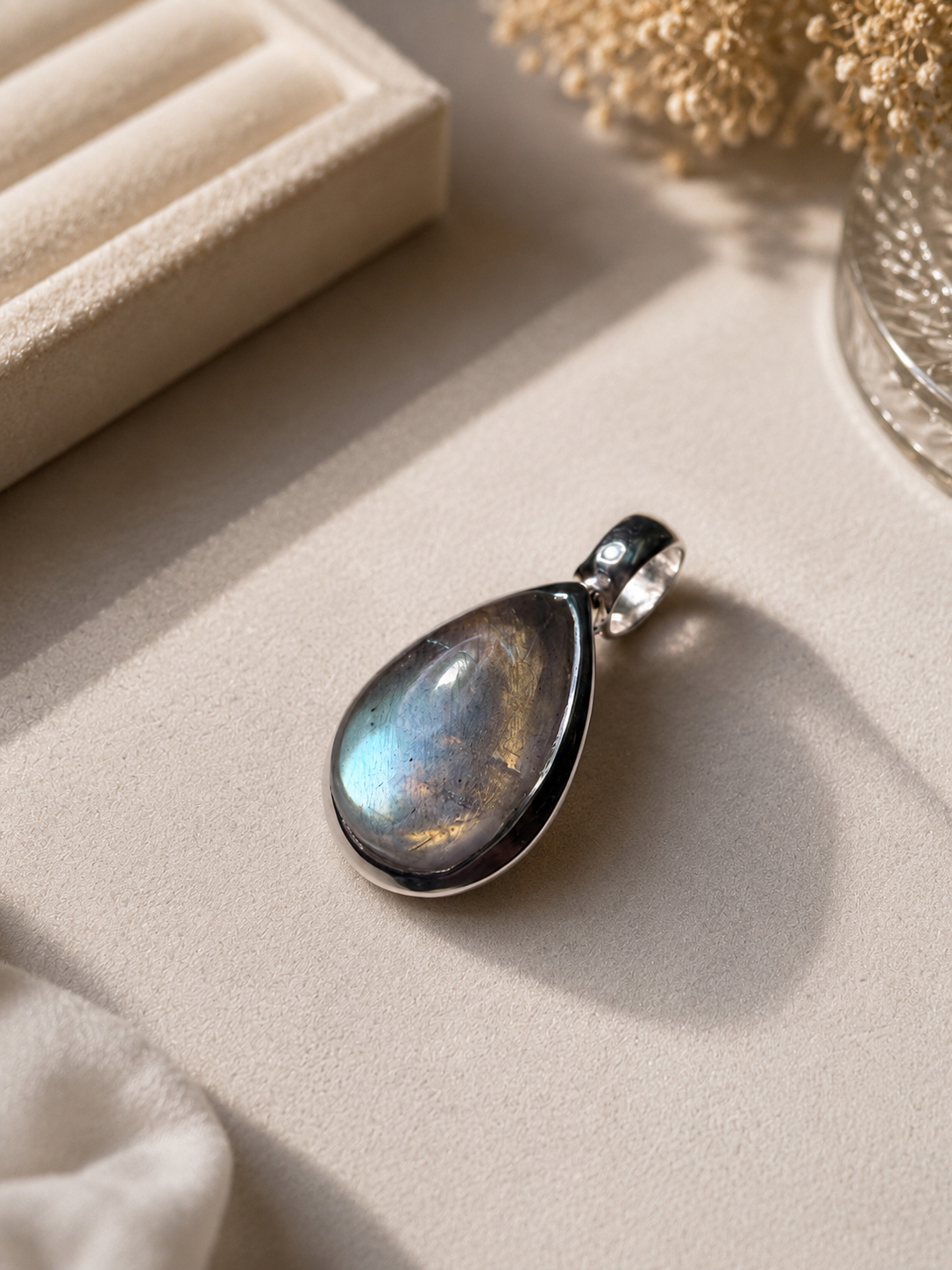 Labradorit Edelstein Anhänger | 925 Sterling Silber | 1,7 cm