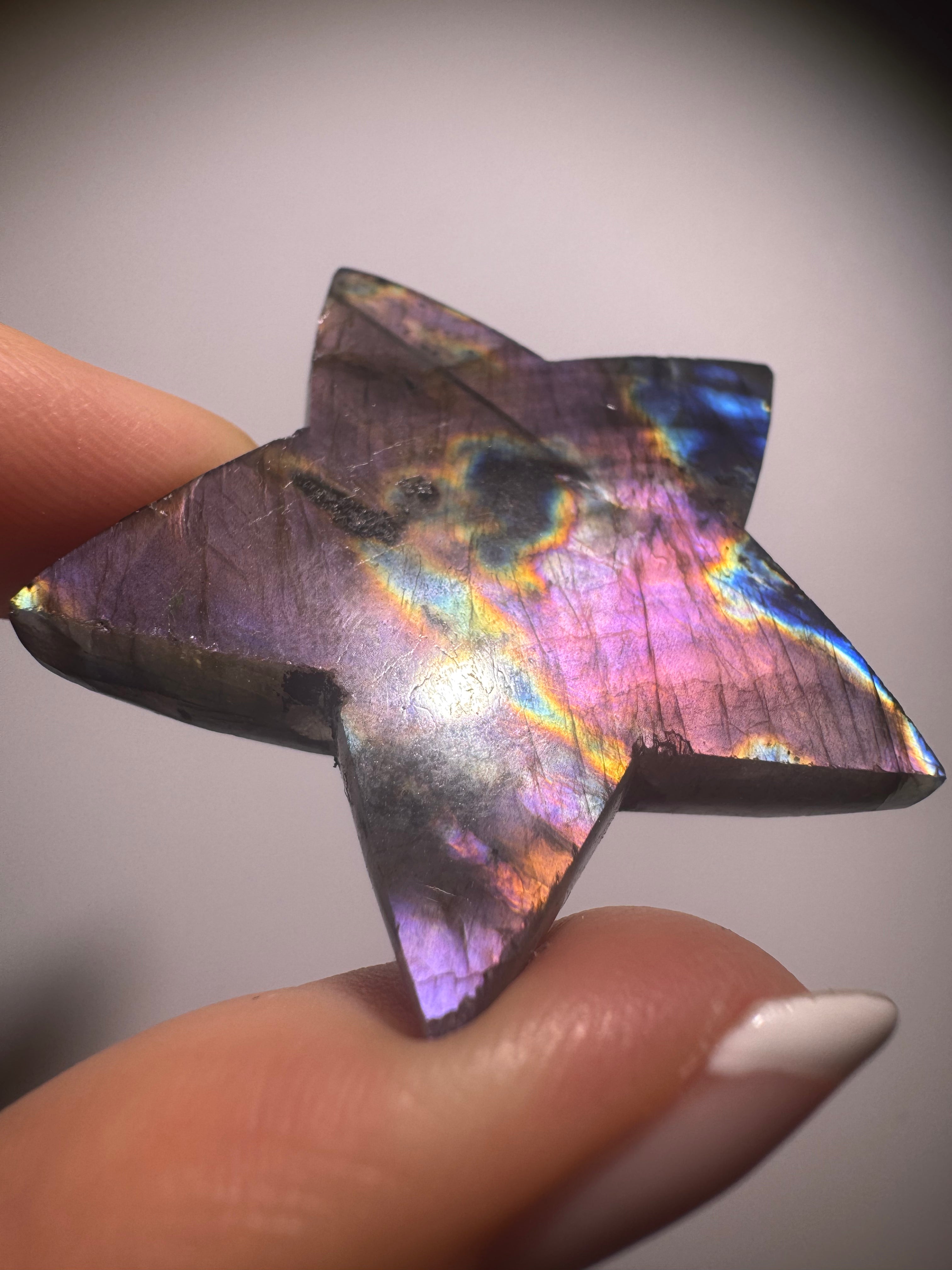 Labradorit Edelsteinstern pink lila blau 4 cm