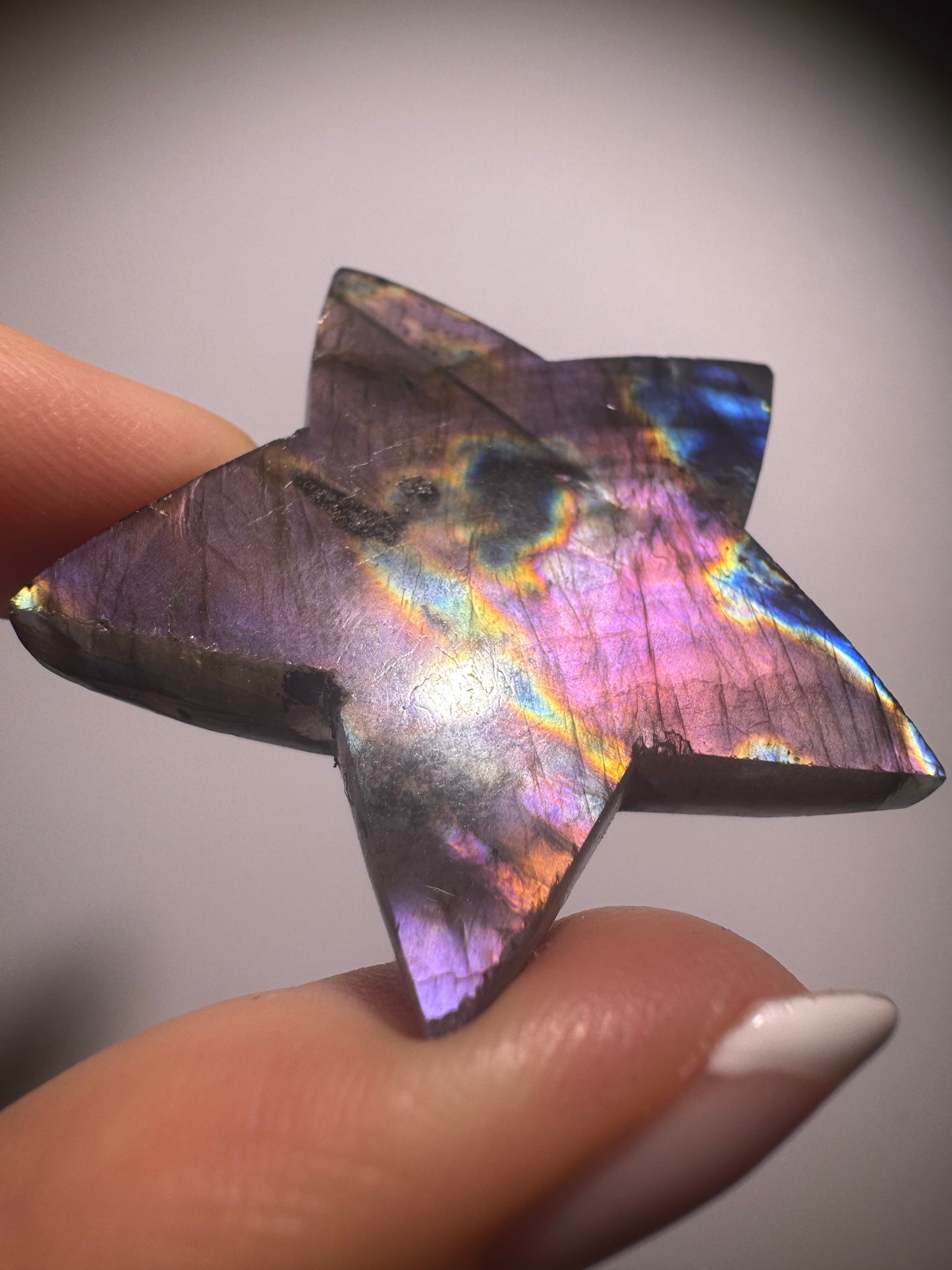 Labradorit Edelsteinstern pink lila blau 4 cm