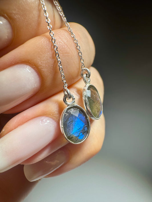 Labradorit Ohrringe 925 Sterling Silber – Handgefertigter Edelstein Schmuck mit magischem Schimmer