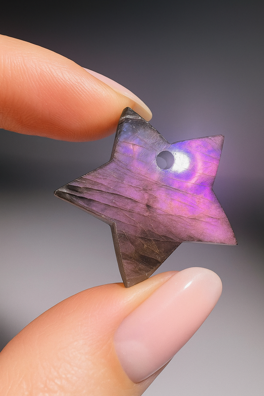 Labradorit Stern 2.8 cm – Anhänger, Schmuck oder Schlüsselanhänger 