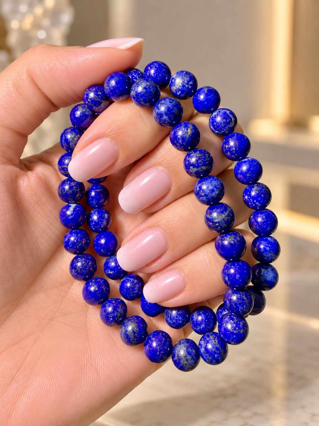 Lapislazuli-Armband mit 7-mm-Perlen – 18 cm
