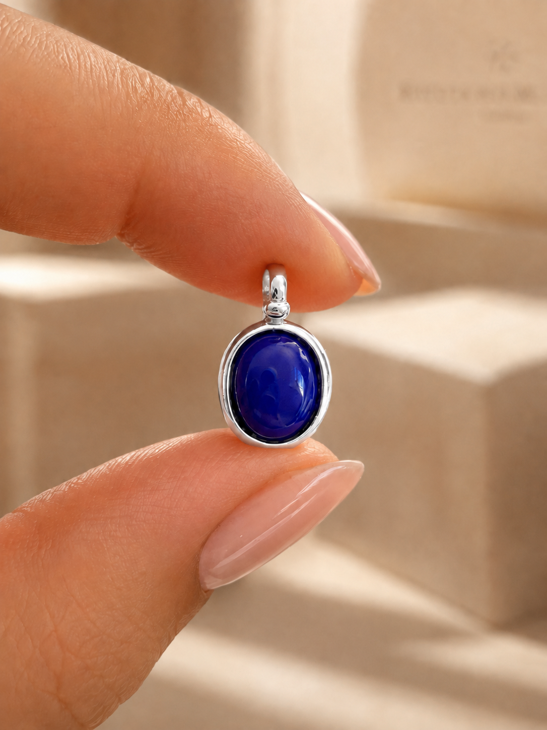 Lapislazuli Anhänger 925 Silber, echter tiefblauer Edelstein
