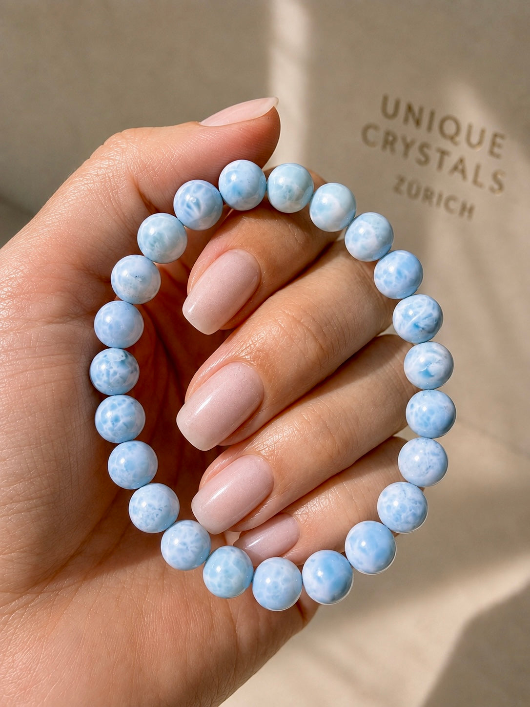 Larimar Armband 6 mm aus natürlichen Premium-Perlen in 1A-Qualität