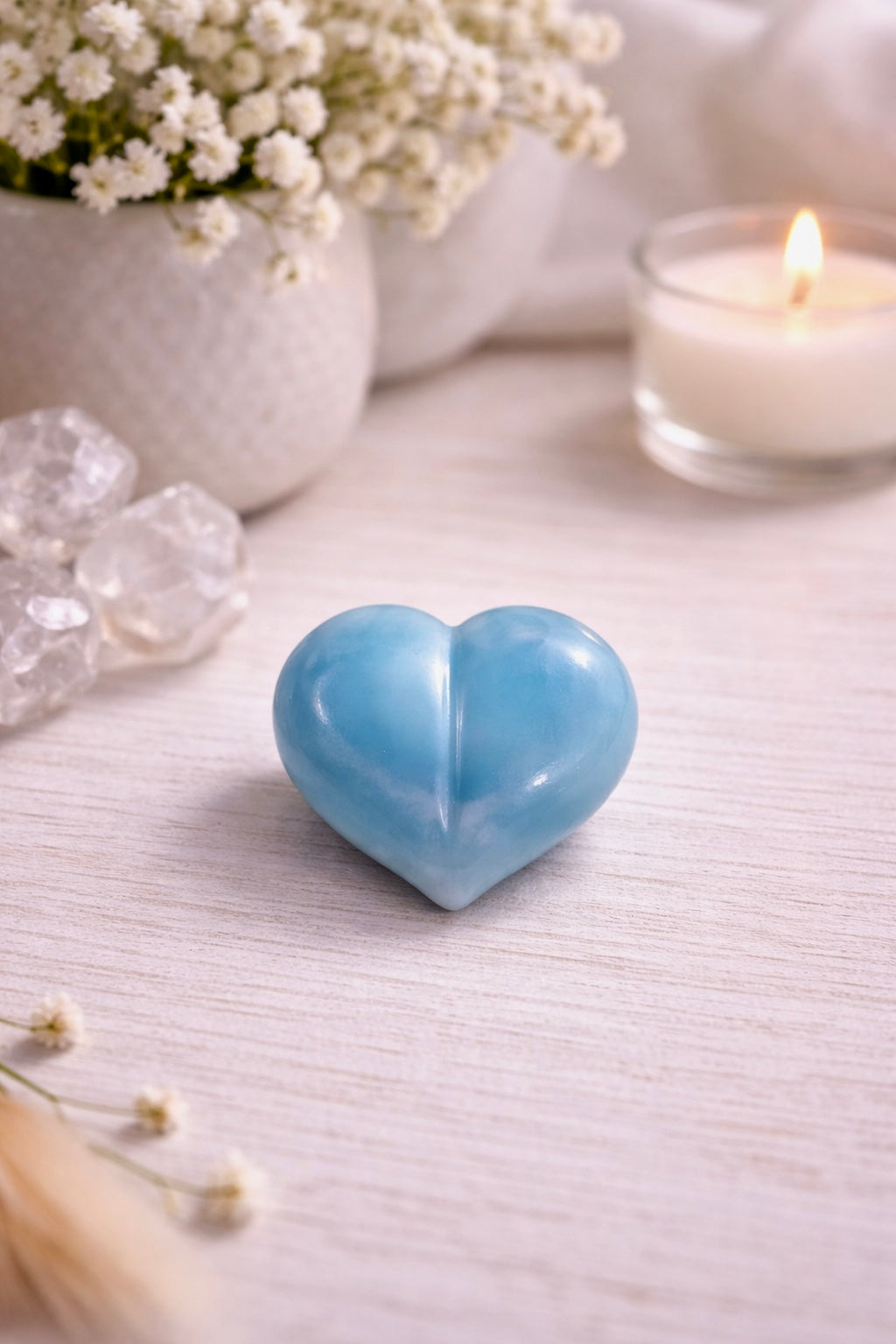 Larimar Herz Edelstein 1,8 cm – Polierter Naturstein aus der Dominikanischen Republik