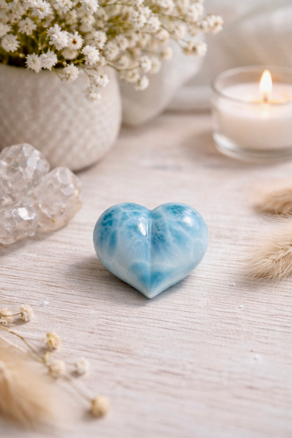 Larimar Herz Mineral 2 cm 7 g ideal als Handschmeichler oder Meditationsstein