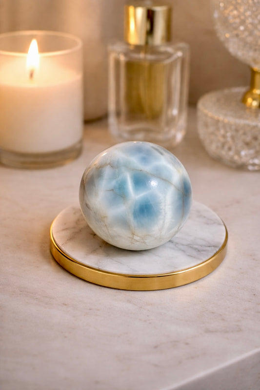 Larimar Kugel 5 cm blau türkis Edelstein poliert Dominikanische Republik