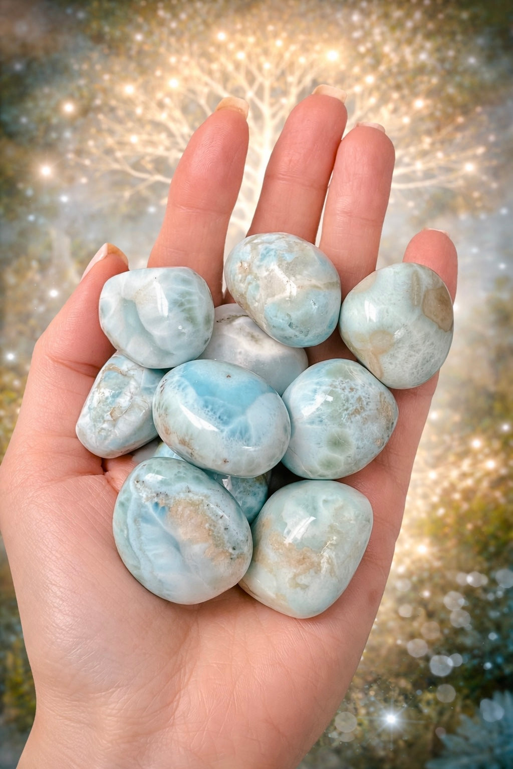 Larimar Trommelstein 2,8–3 cm – Blauer Edelstein aus der Karibik