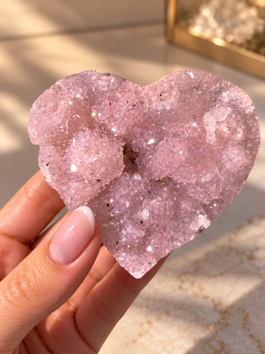 Lavendel Rainbow Amethyst Herz – natürliche Kristallisation aus Uruguay