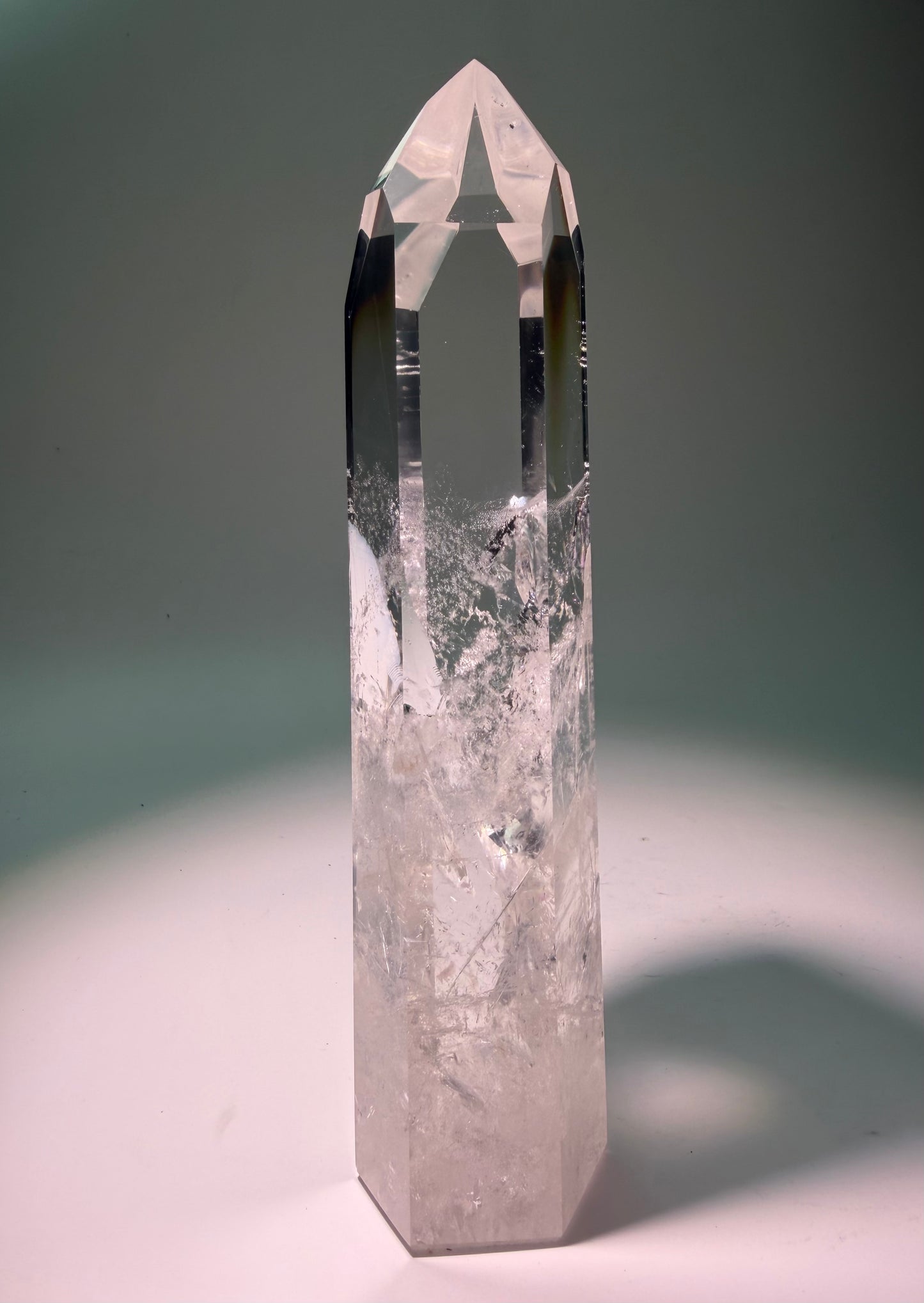 Lemurian Bergkristall Heilstein, 20 cm, 629 g, ultraklar aus Bahia Brasilien