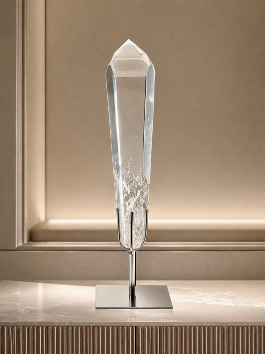 Lemurian Bergkristall Spitze aus Bahia Brasilien, 21 cm, 340 g, ultratransparenter Edelstein und Heilstein