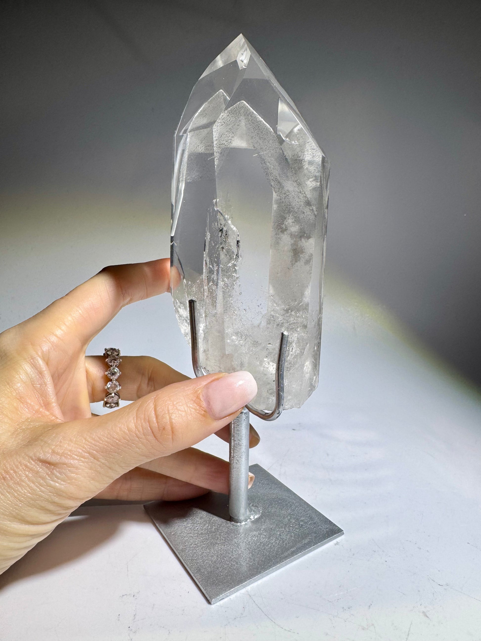 Lemurian Bergkristall mit Black Phantom – 18.5 cm | Poliert, Premiumqualität, Bahia