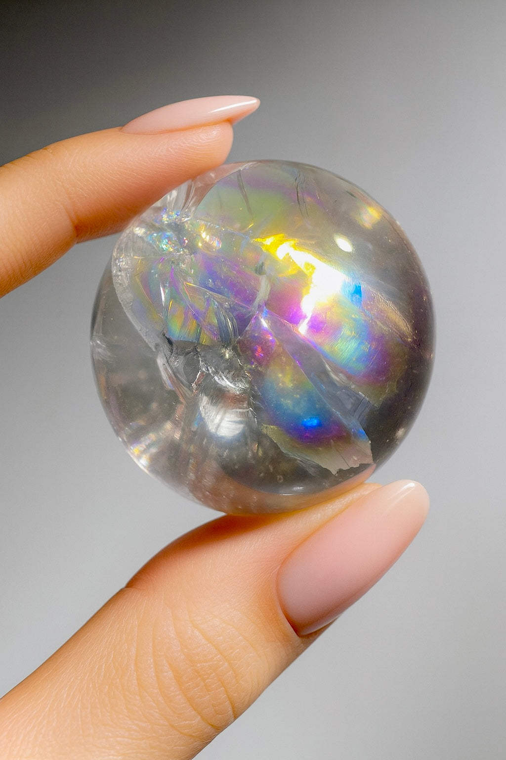 Lemurian Bergkristallkugel 3.5 cm – Regenbogen & Premiumklarheit