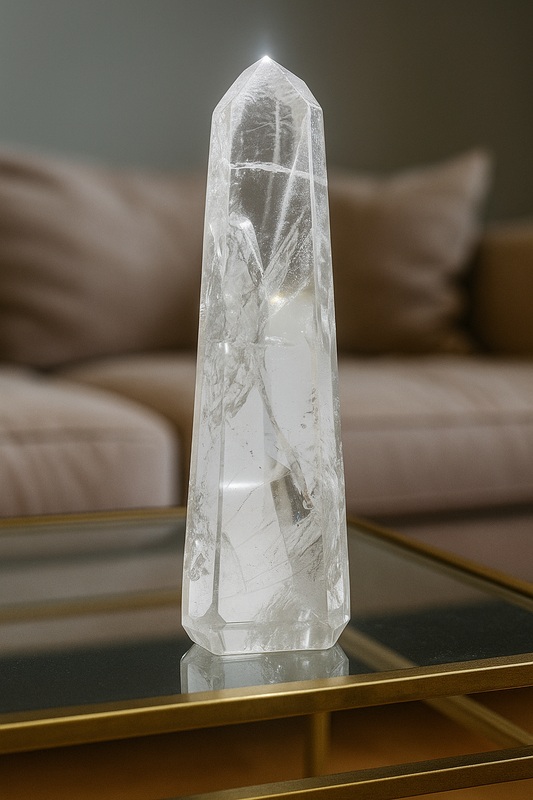 Lemurian Bergkristallspitze 27 cm 1.88 kg – Glasklare Premium Qualität mit Regenbogen aus Bahia, Brasilien