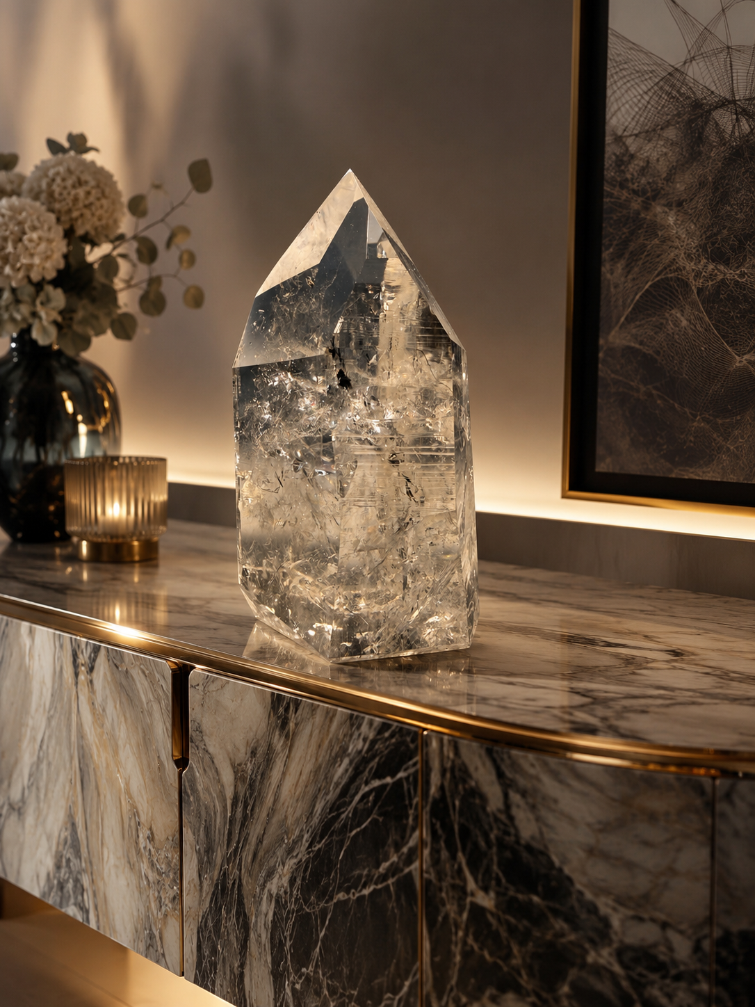 Lemurian Kristall 13 cm, 820 g – Semi-Polished, Bahia, Brasilien