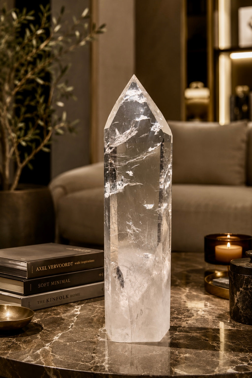 Lemurian Kristallspitze AAA mit aussergewöhnlicher Klarheit aus Bahia Brasilien, 38 cm hoch und 4.4 kg schwer