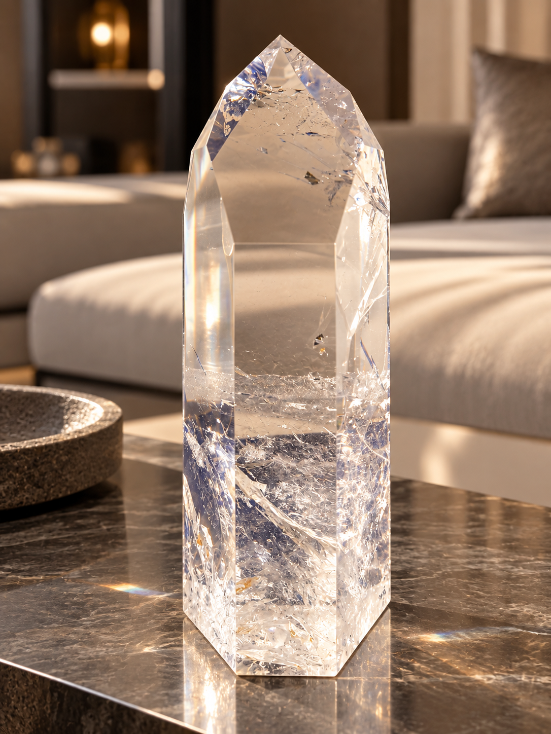 Lemurian Kristallspitze XXL aus Brasilien – 36 cm, 7,94 kg, aussergewöhnlich klar