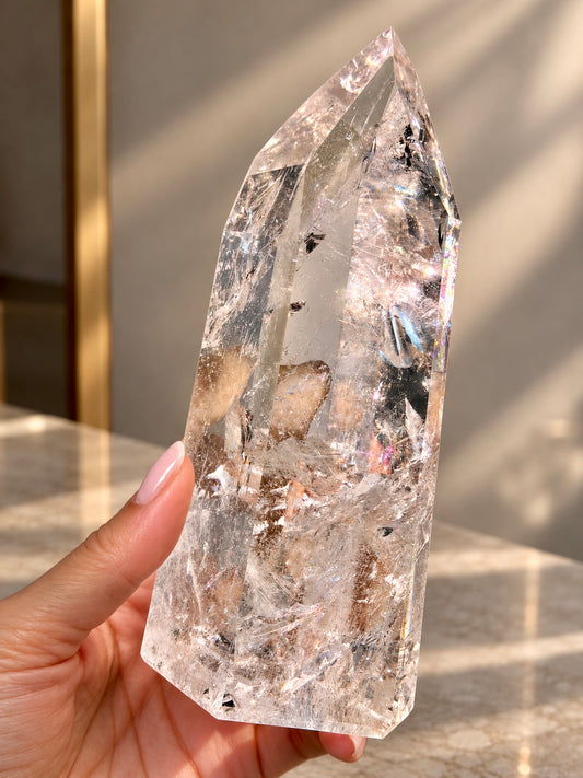 Lemurian Quarz Spitze aus Brasilien | 16 cm | 767 g | Exklusives Kristall-Unikat