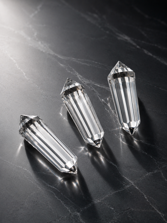 Lemurian Quarz Vogel Cut, 12 Facetten, inspiriert von Dr. Marcel Vogel