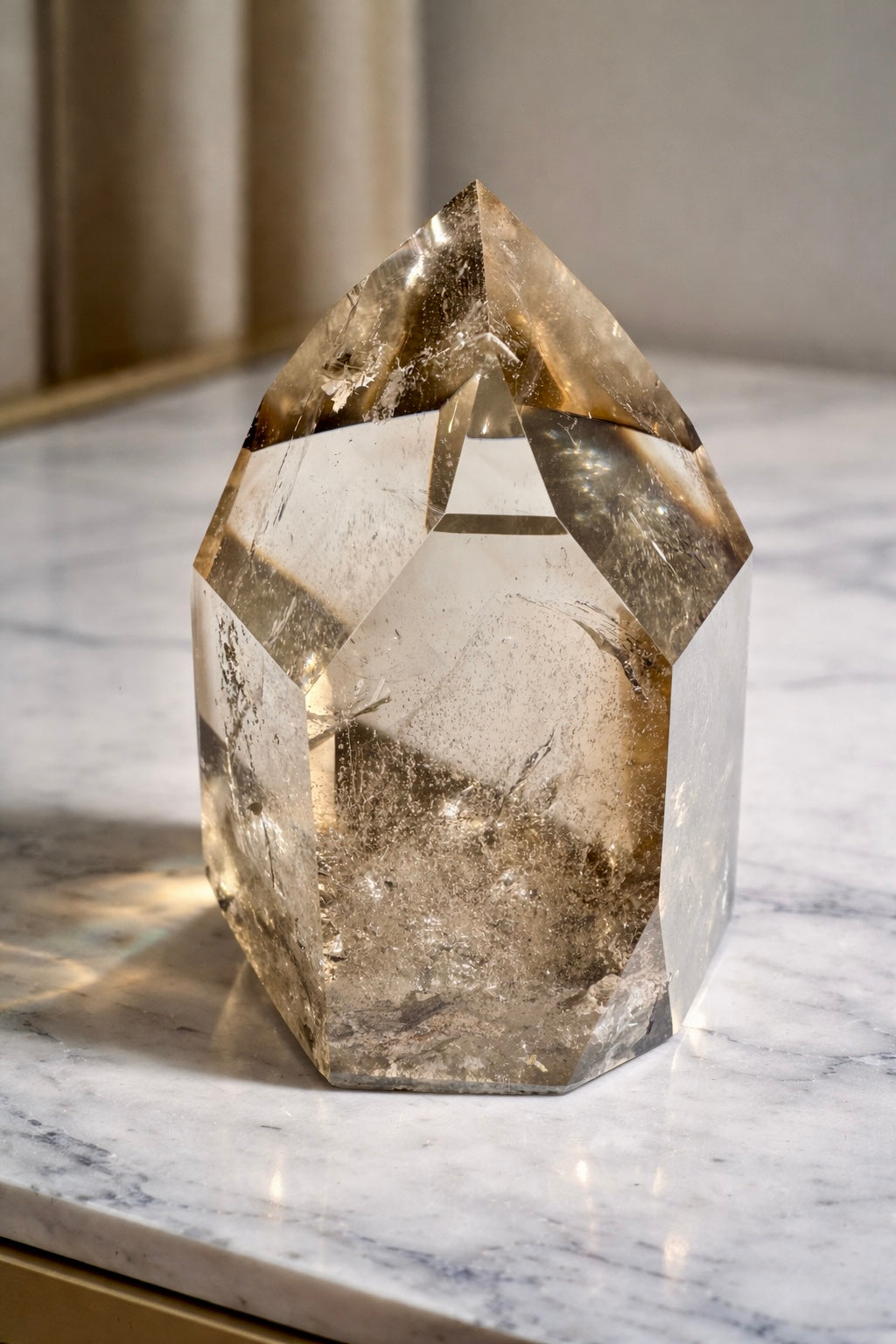 Lemurian Rauchquarz Spitze mit Phantomen – 10,5 cm Sammlerkristall