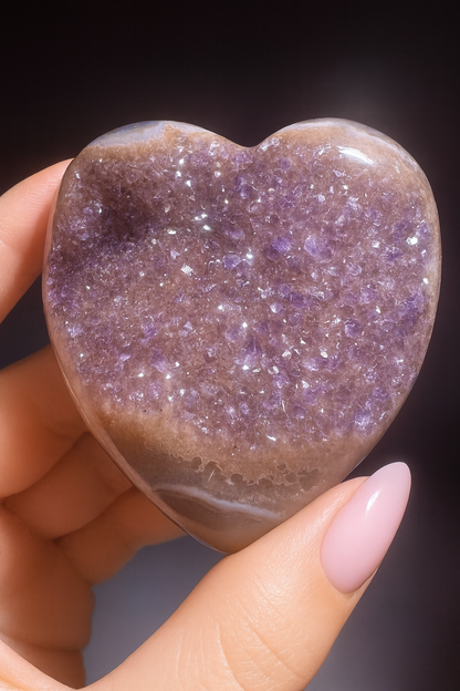 Lila Rainbow-Amethyst Herz – 6.3 cm · Exklusive Premiumqualität