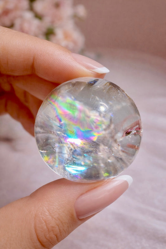 Magische Lemurian Bergkristallkugel – Premium-Qualität mit Regenbogen aus Bahia