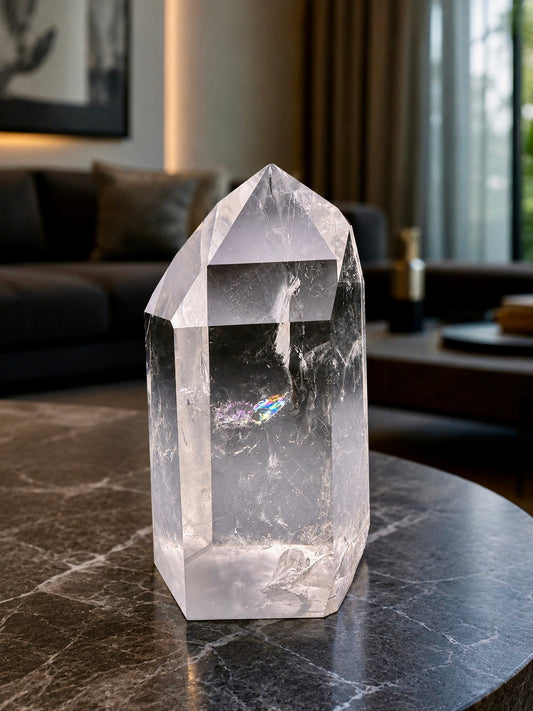 Massive ultra klare Bergkristallspitze mit Beleuchtung– Premium-Qualität 18.5cm