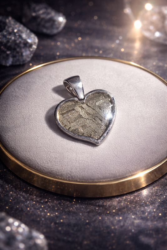 Meteoriten Herz Anhänger – Aletai Meteorit aus dem All, 4,5 Milliarden Jahre alt