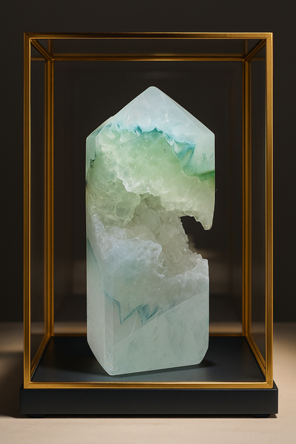 Mintgrüne Achatspitze mit natürlicher Druse 8.5 cm Brasilien – Seltener Achat