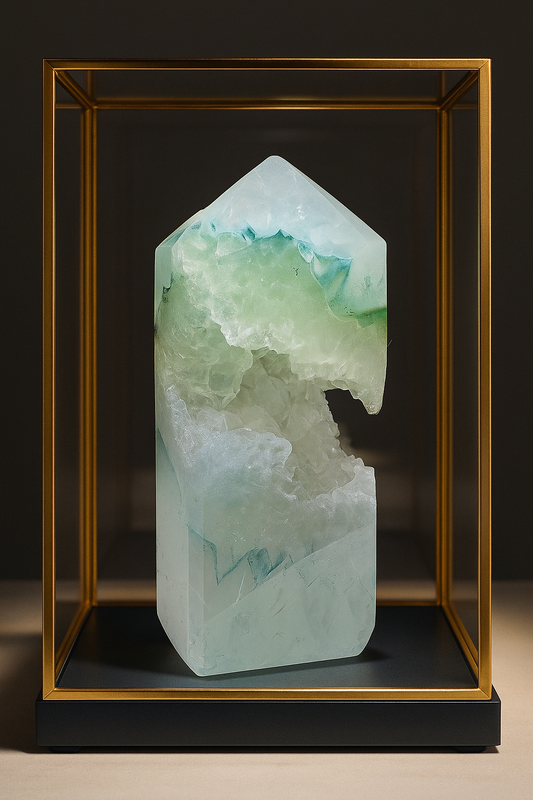 Mintgrüne Achatspitze mit natürlicher Druse 8.5 cm Brasilien – Seltener Achat