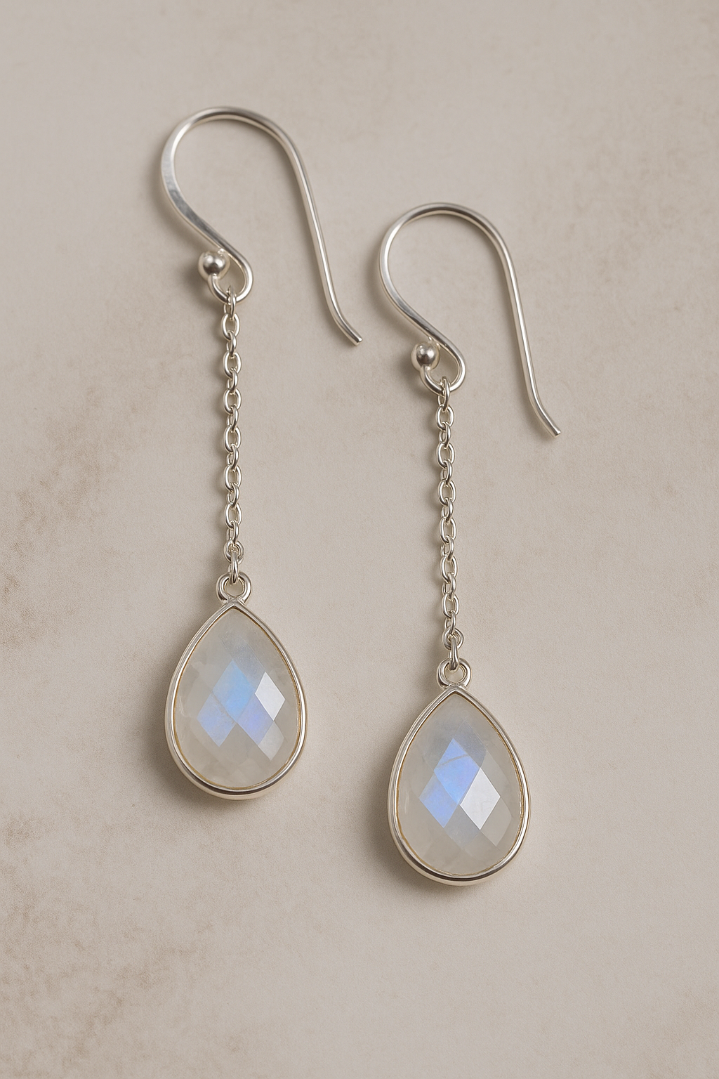 Mondstein Ohringe 4.5 cm | 925 Silber Schmuck mit schimmerndem Moonstone | Elegante Damen Ohringe