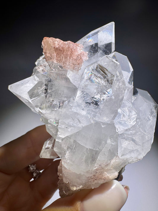 Museumsqualität Apophyllit 9x5,5 cm – Regenbogen & pinker Desmin