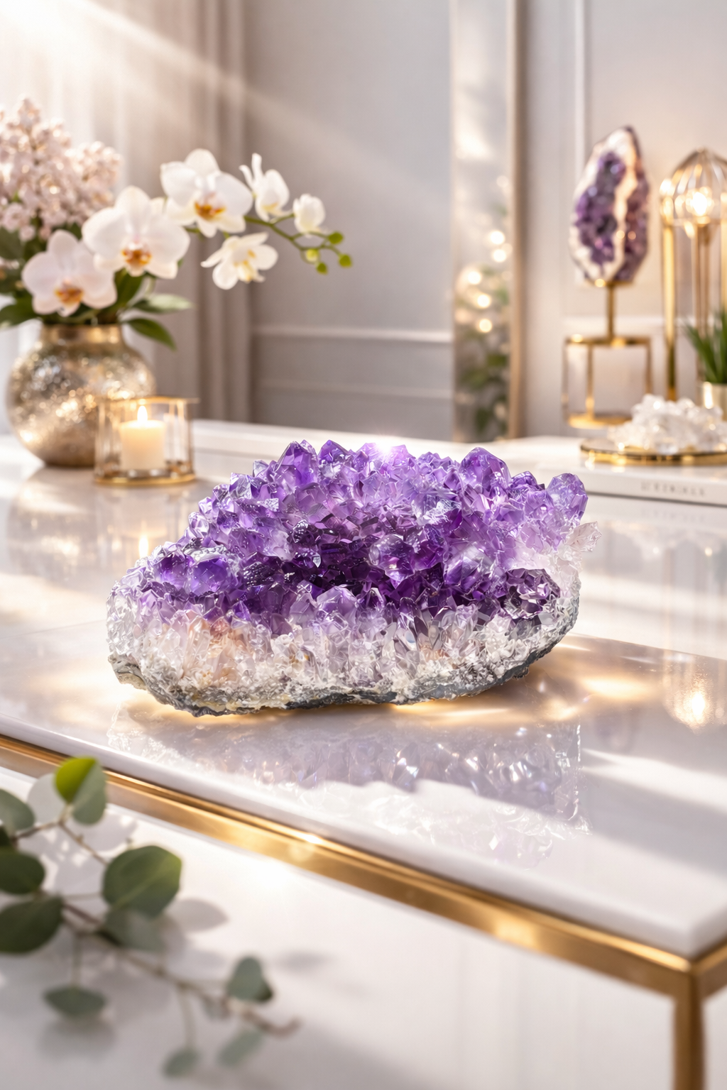 Naturbelassene Amethyst Druse 8,5 x 6,3 cm 276 g mit harmonischer Rohmatrix