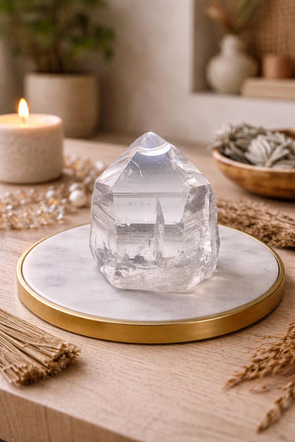 Naturbelassene Lemurian Kristallspitze 5.6 cm aus Minas Gerais mit ultraklarer Struktur