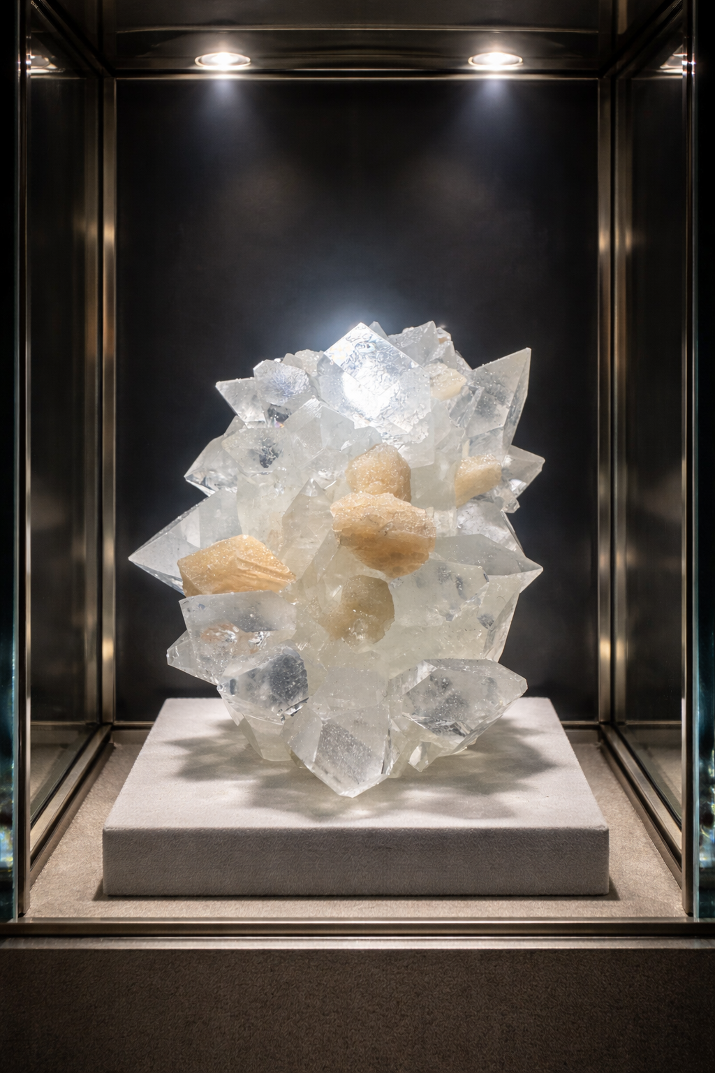 Naturbelassener Apophyllit mit Desmin in aussergewöhnlicher Qualität Indien 9cm