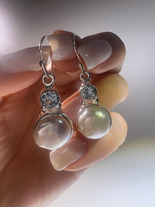 Ohringe 925 Silber mit Aquamarin & Barockperlen | 3 cm elegante Damen Ohringe | Hochwertiger Schmuck