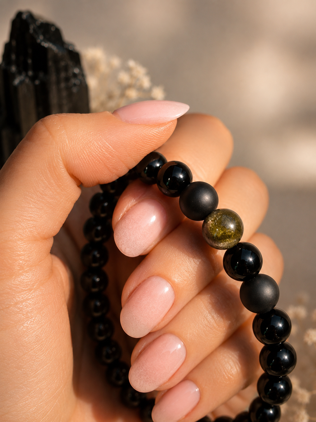Onyx & Obsidian Armband – Schutz & Erdung